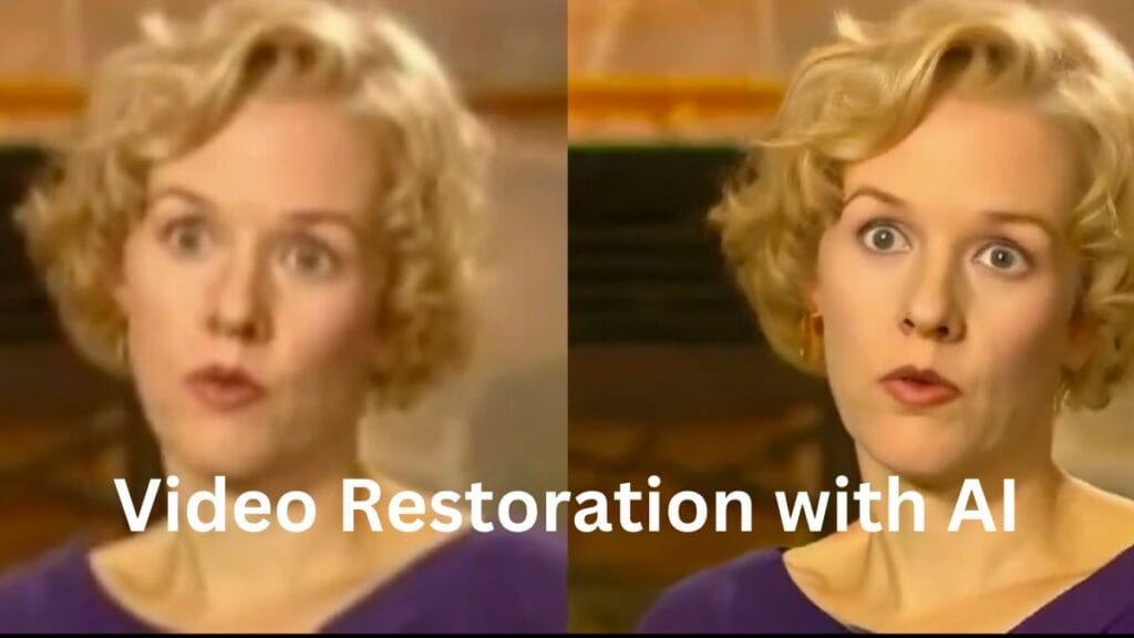 Stable Video Face Restoration tool enhancing a degraded video with improved clarity and colorization.
