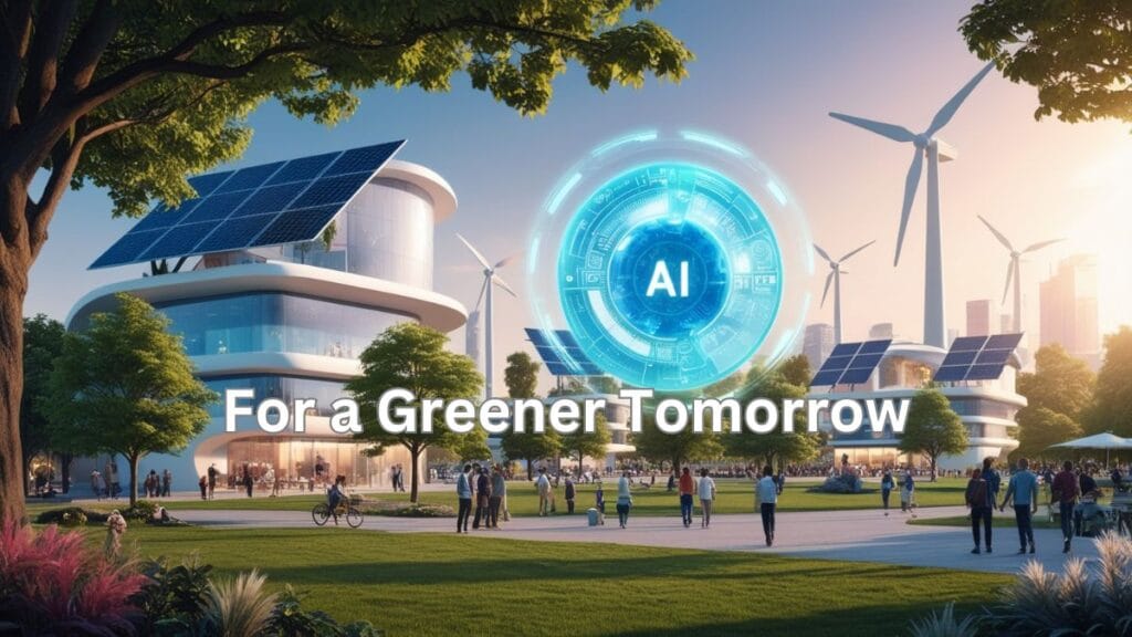 Energy-efficient AI data center with sustainable cooling and solar panels, symbolizing reduced power consumption and environmental impact.