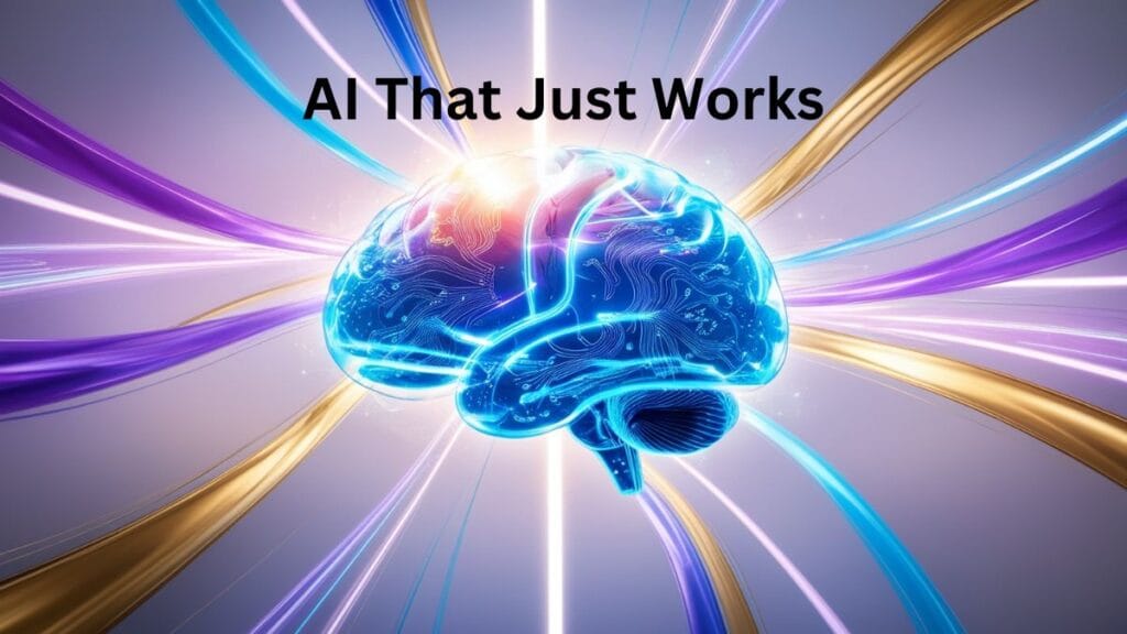 A glowing holographic brain with colorful light trails, symbolizing advanced AI technology and innovation.